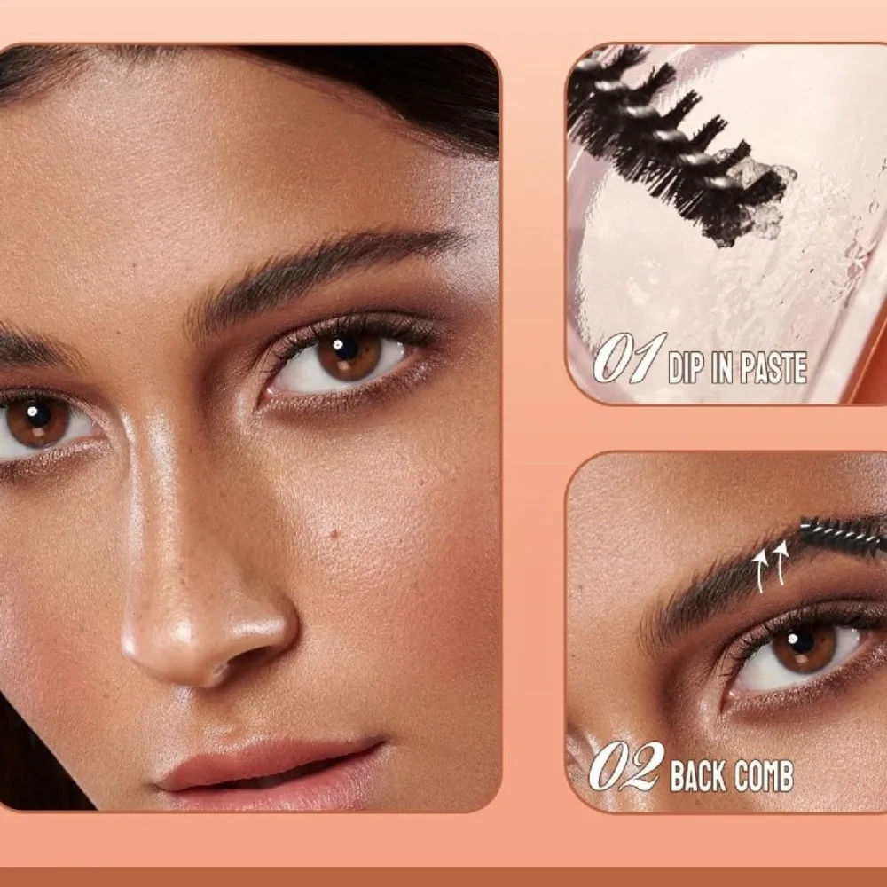 كريم صبغ الحواجب المقاوم للماء يدوم طويلاً مع فرشاة قابلة للطي كريم حواجب بلونين مقاوم للعرق طقم تظليل مكياج أسود