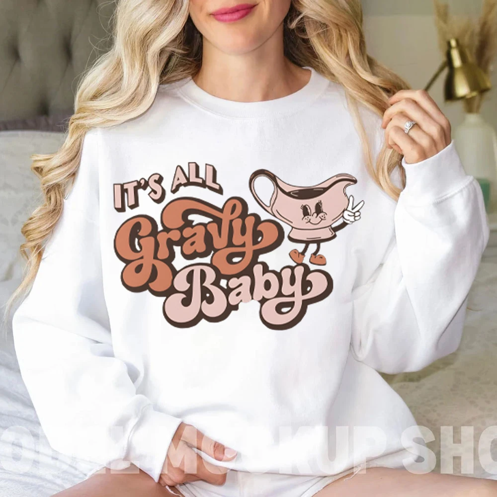 It's All Gravy Baby Sweatshirts Thanksgiving Women's Clothing Cute Fall Sweatshirts Turkey Women's Clothing Thanksgiving Hoodies