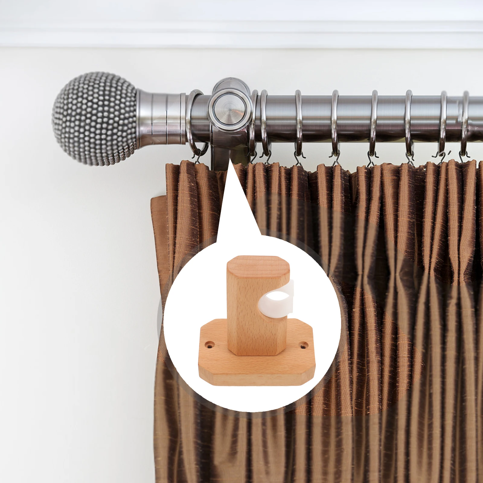 

Wooden Curtain Rod Holder Bracket for Wall Mount Bathroom Shower Curtains Poles Fixing Hardware Accessories Decorative Hangers