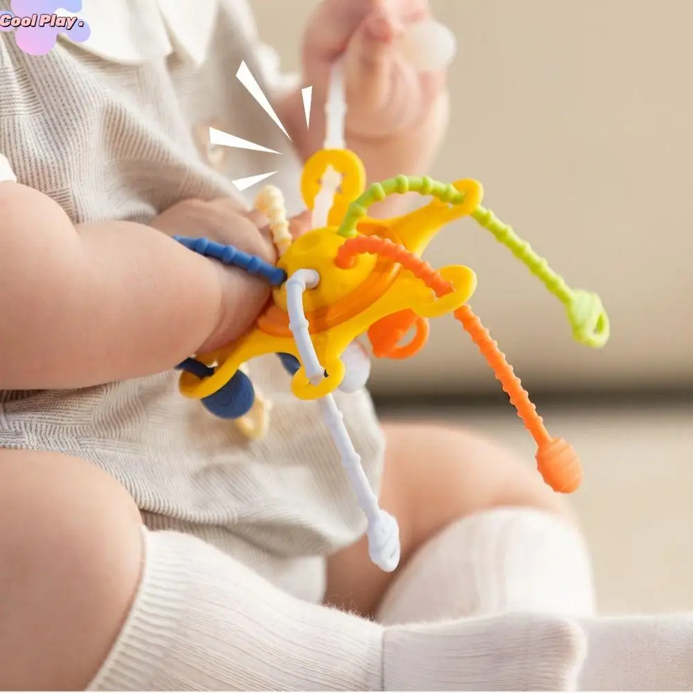 

Interactive Teething Toy 3 in 1 Baby Sensory Toys Silicone Develops Cognitive Baby Pull String Toy Montessori PP Gifts