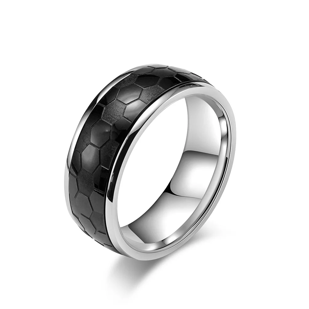 Rotatable Stainless Steel Football Rings for Man Women Unisex Anxiety Relief Ring Fashion Stainless Steel Rings