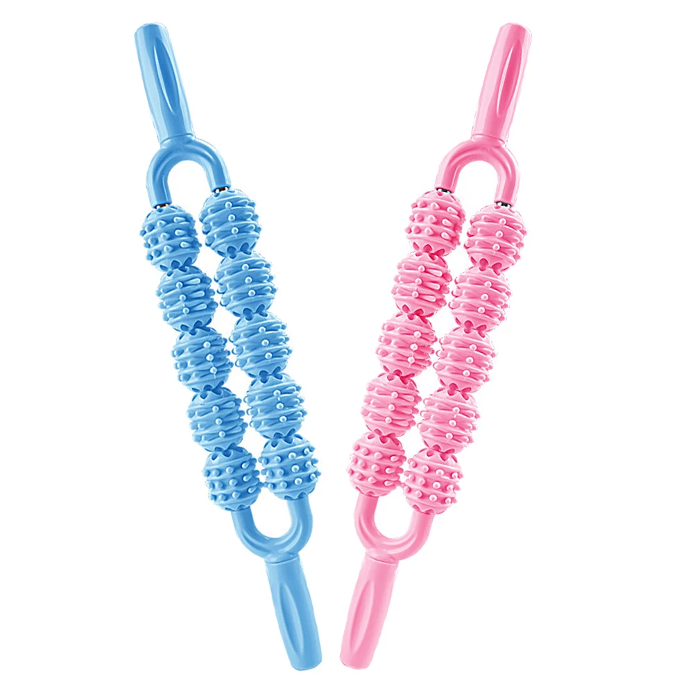 

2pcs Massage Stick Plastic Metal Ergonomic Handle Deep Tissue Muscle Roller Portable Leg Back Neck Massager Tool For Athletes