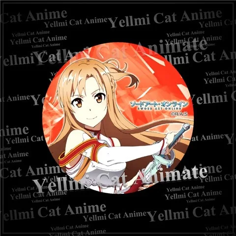 Sword Art Online SAO Anime Badge Brooch Pendant Pocket Mirror Kirito Asuna Cosplay Merchandise All 5 Designs Set Gift Keychain view 3
