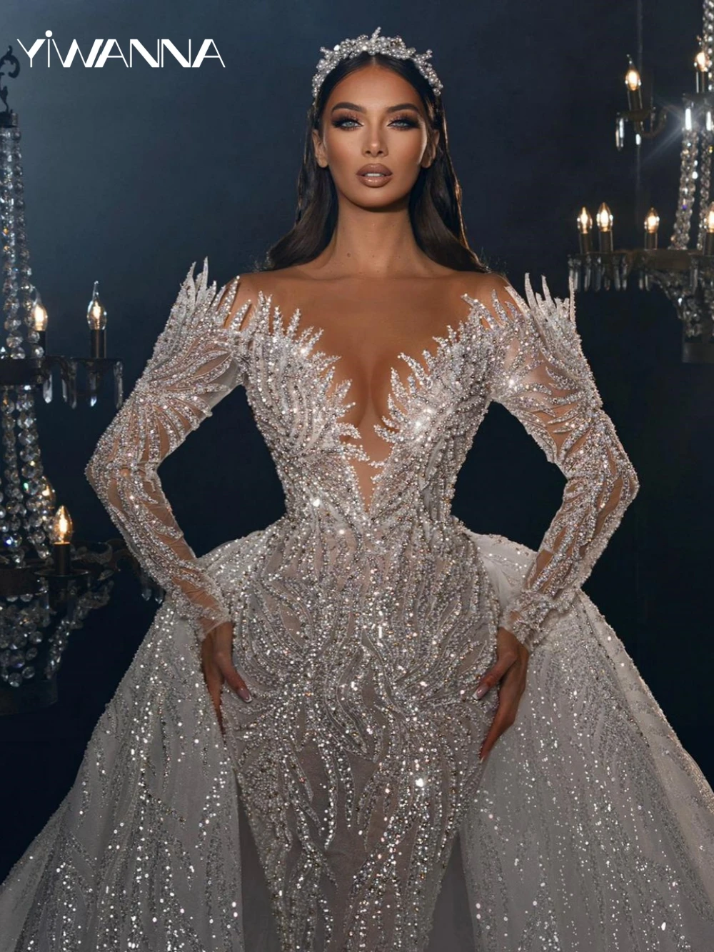 Graceful Off The Shoulder Bridal Dress Sparkly Sequins Beads Wedding Gown 2024 Luxury Bride Robe Customized Vestido De Novia