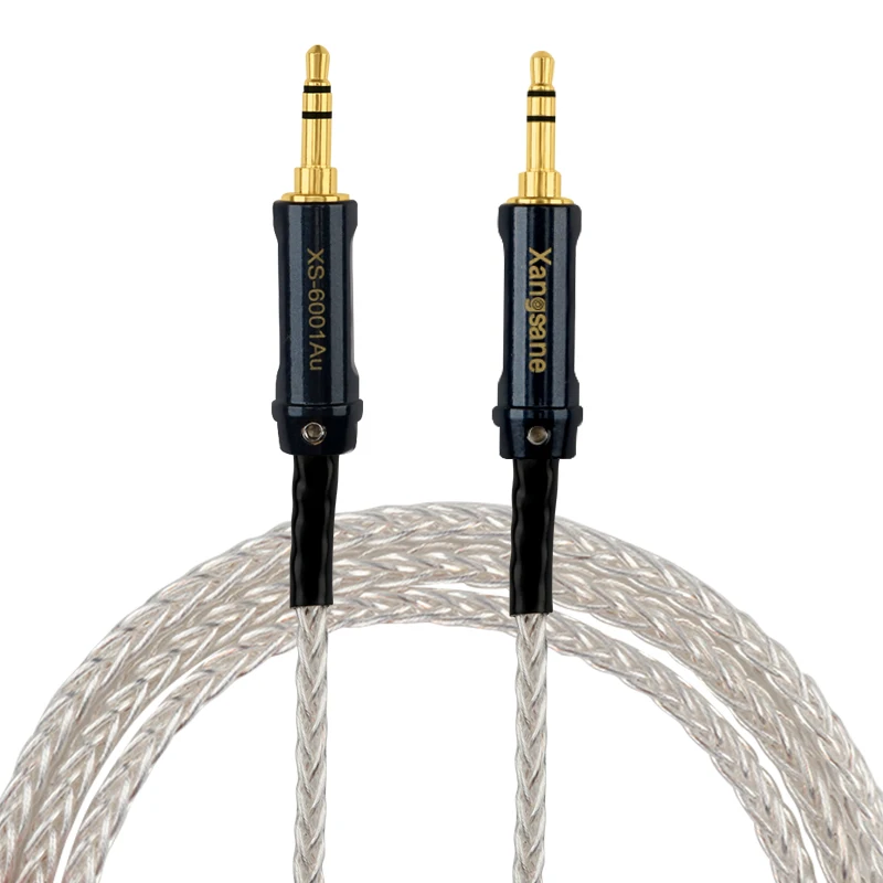 OCC الفضة مطلي 3.5 مللي متر كابل مساعد للهاتف مكبر صوت للسيارة سماعات رأس للكمبيوتر مكبر للصوت DAP الصوت خط