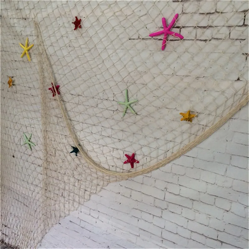 Fishing Net Wall Hangings Ornament Studio Prop Room Home Decoration Mediter Sea Stickers Marine Over The Garden Crafts Nautical gallery 3