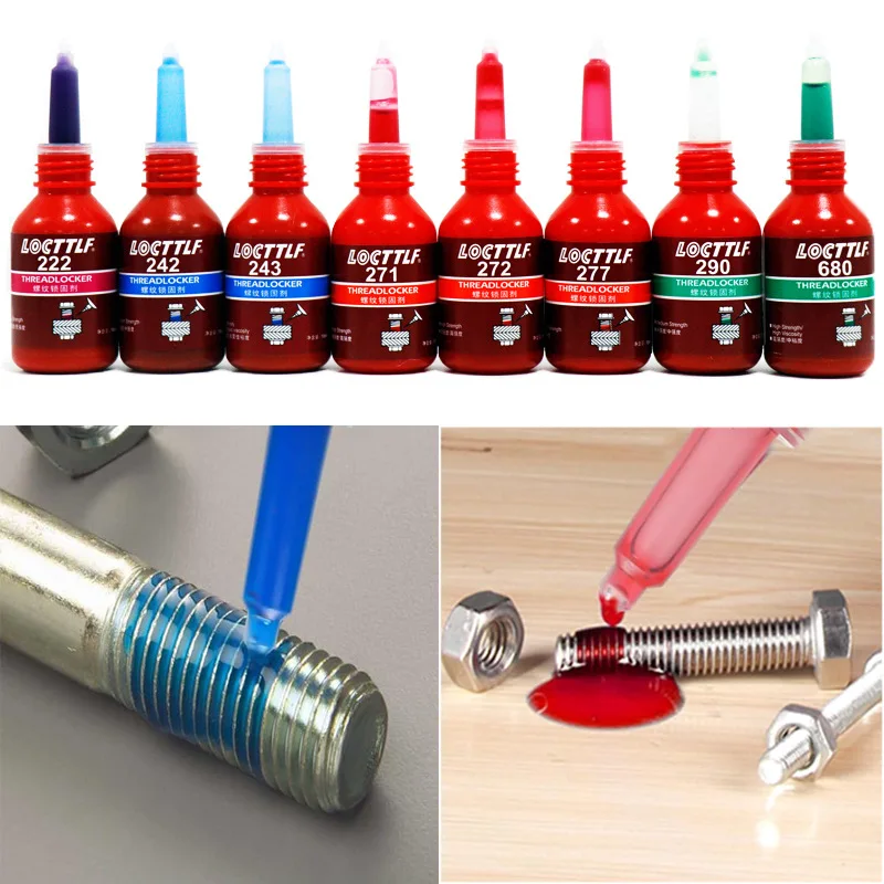 242/243/262/277Thread Locker Adhesive 10ml Super Strong Screw Glue Anti-Slip High Strength for Metal Nuts Bolts Fastener Repair
