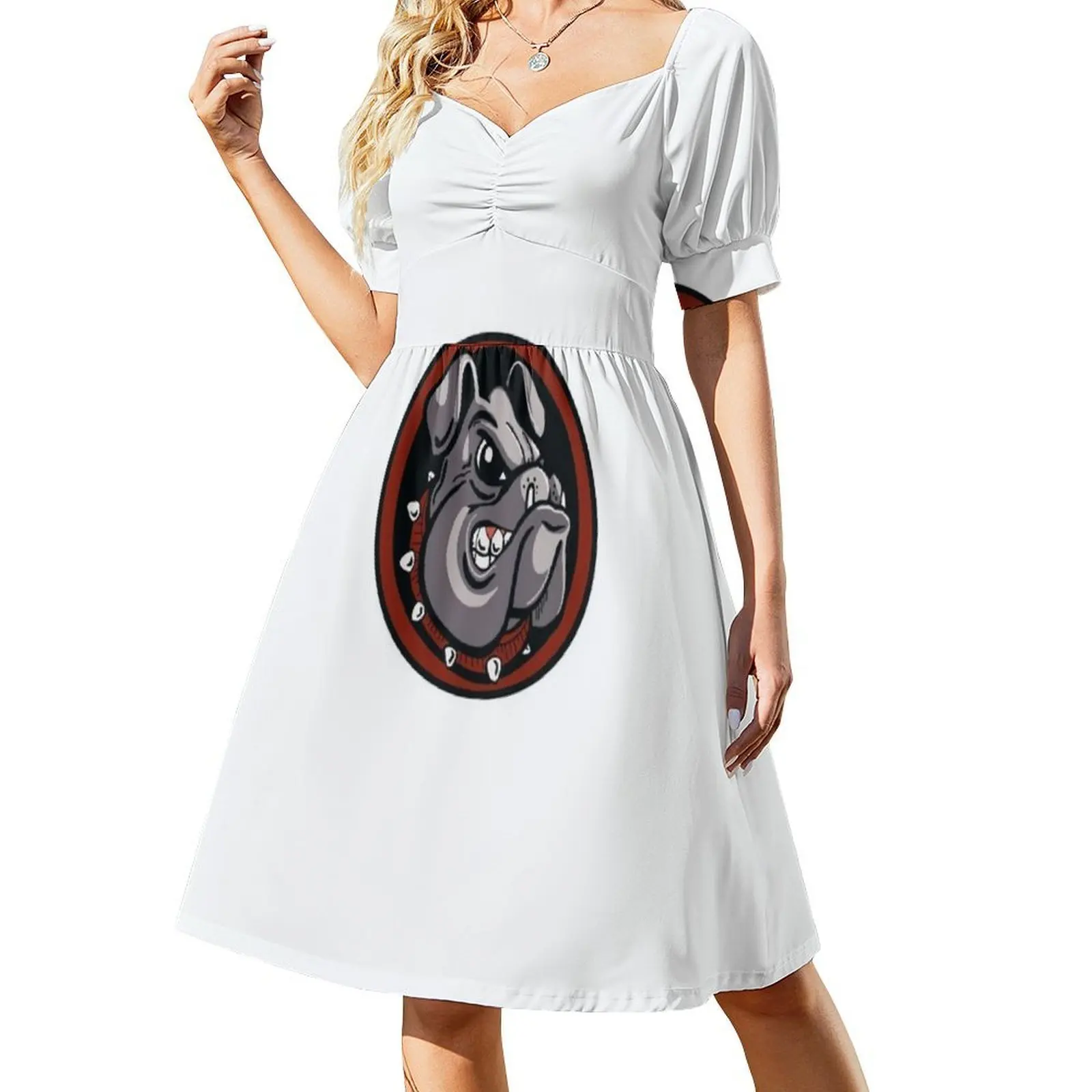 فستان بولدوج بوهيمي بدون أكمام للنساء مطبوع فساتين حفلات الشاطئ الرياضية التميمة بولدوج كلب الكلاب الملابس النسائية الإنجليزية #2