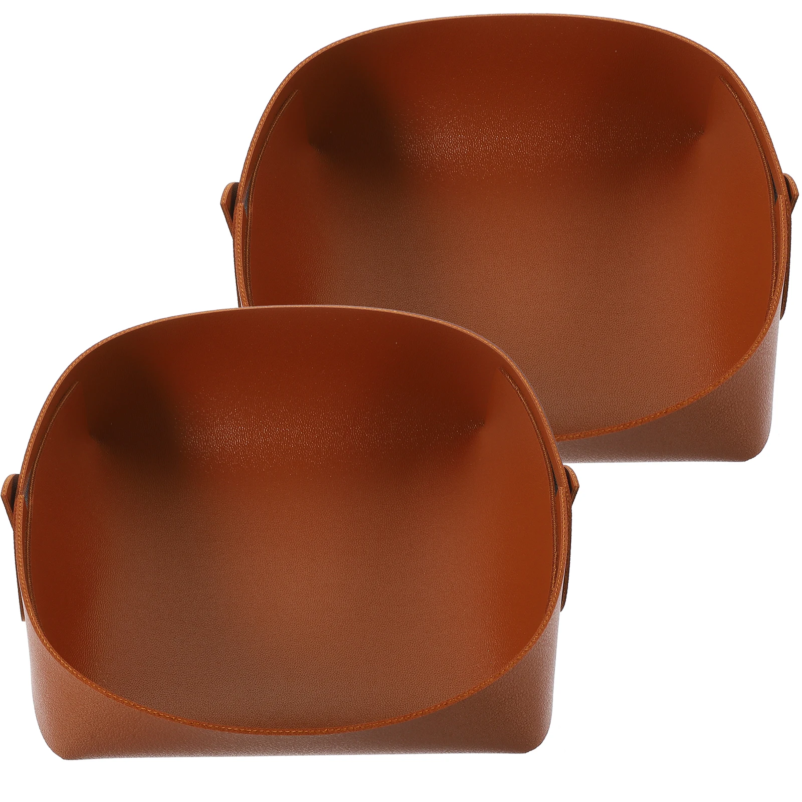 

2pcs Box Brown Tray For Table Small Desktop Tray Key Holder Jewelry Organizer Desktop Storage Dish Pen Stand Tabletop