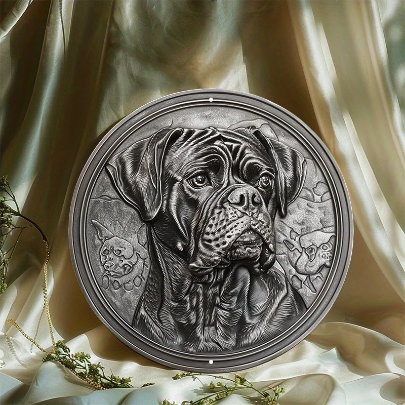 Aluminum Round Door Hanger with HD Printing, Cane Corso Dog Metal Wall Decor, Weather Resistant, Indoor and Outdoor Sign