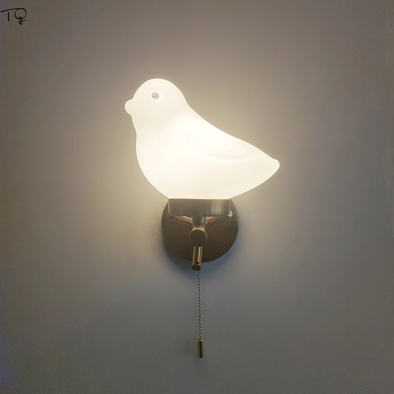 

Atmosphere Warm Little Fat Bird Wall Lamp for Bedside Bedroom Modern Decorative Wall Sconces Living Room Background Corridor Bar