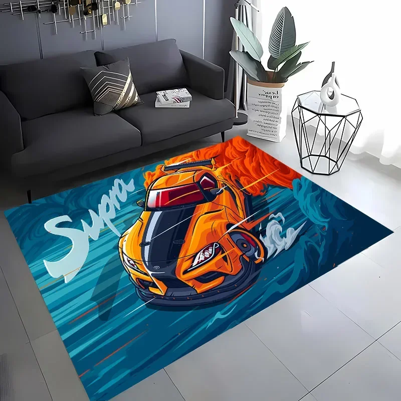 الكلاسيكية سباق السيارات الفني السجاد ثلاثية الأبعاد HD مطبوعة لغرفة المعيشة غرفة نوم حصيرة أريكة ممسحة سجادة أرضية المضادة للانزلاق ديكور Alfombra هدية #6
