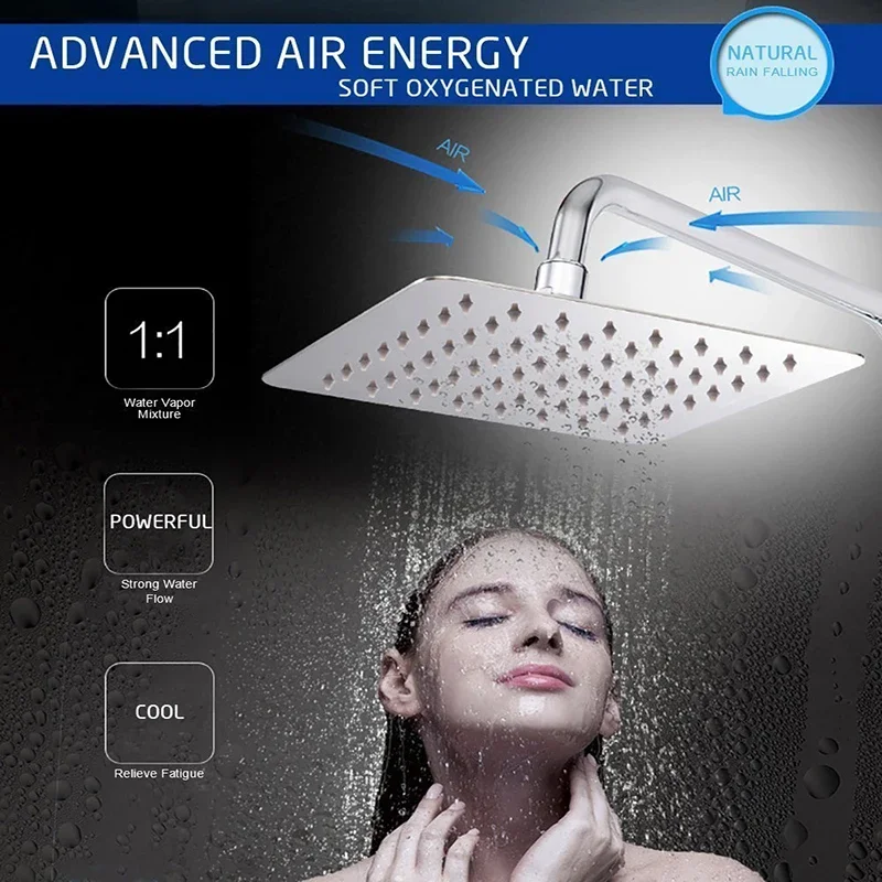 Vidric Vidric 10'' Ultrathin Rainfall Shower Head Digital Bathroom Shower Faucet Wall Mounted Digital Screen Mixer Tap Bath Show