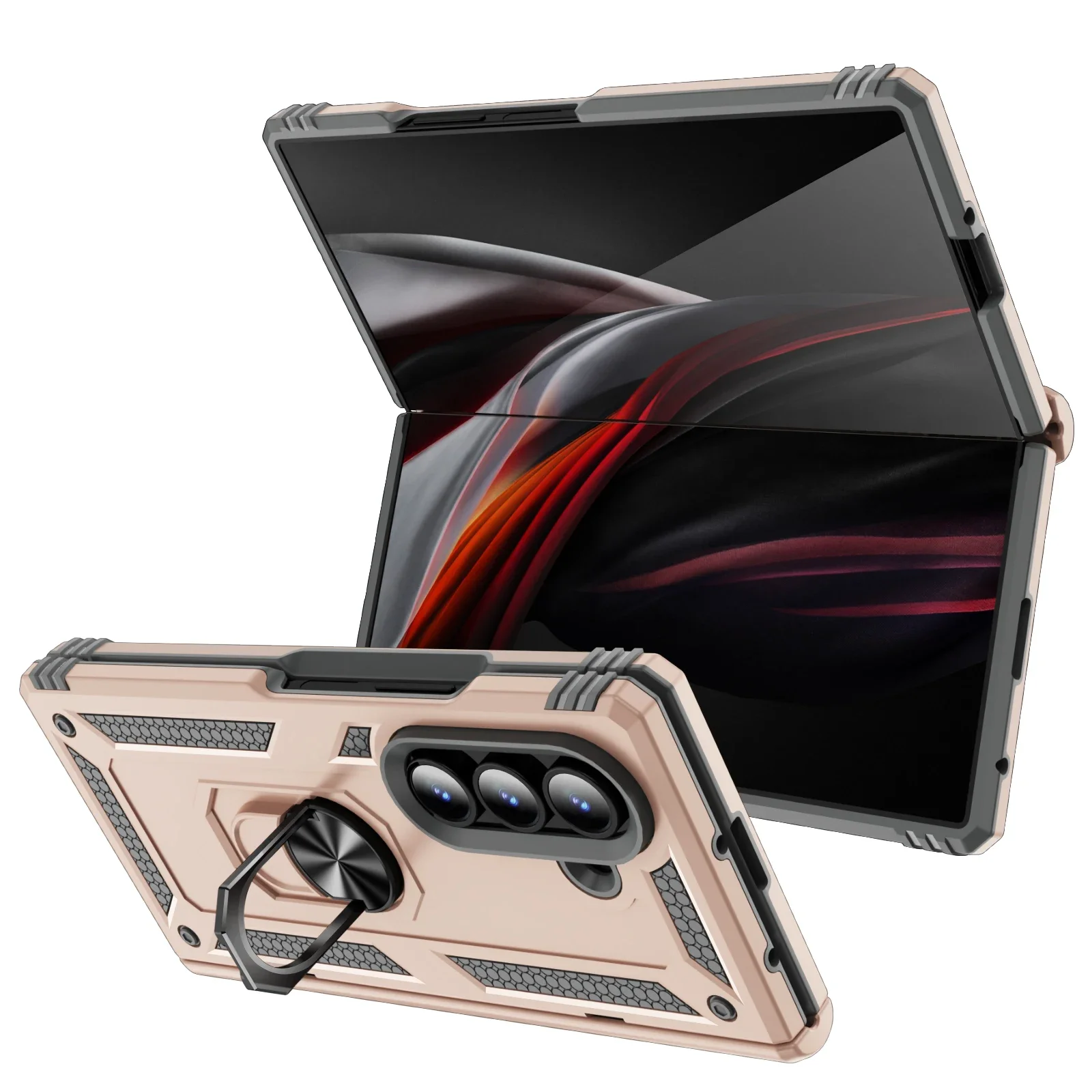 Amor Stoßfeste Hülle für Samsung Galaxy Z Fold 8 Ultra 7 6 5 Harte Ringhalter-Handyhülle mit Scharnierschutz – Detail 16