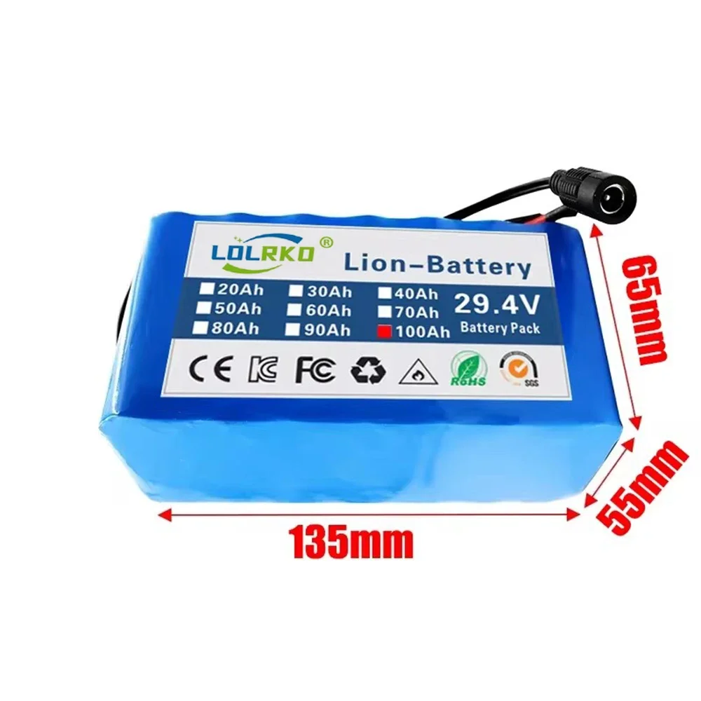 Batterie au lithium-ion pour vélo électrique, chargeur de pipeline, 24V, 18650 mAh, 100Ah, 7s3p 100000, cyclomoteur