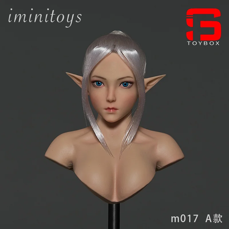 Iminitos Anime Olhos Cabeça Esculpir, Escultura Modelo Fit 12 ''TBL Jiaou Pale Soldado Feminino Action Figure Corpo, Elfo Azul, M017, 1:6