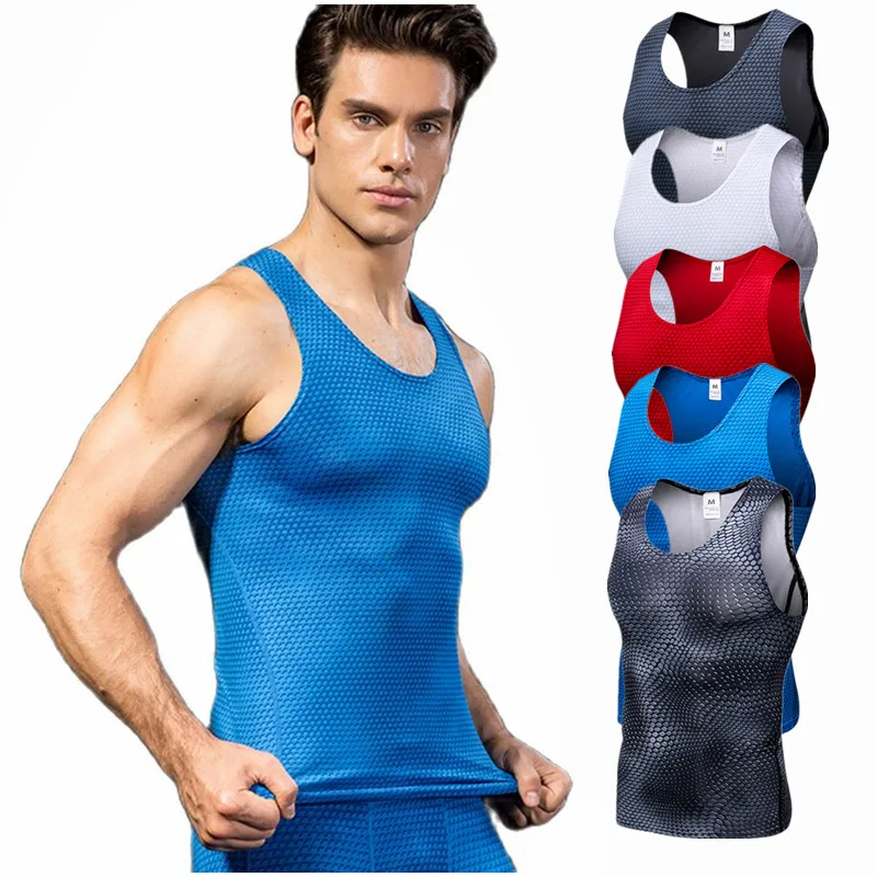 

Men Sleeveless T-shirts Running Top Sport Vest Sweatshirt Tights Skinny Basketball Fitness Stretch Compression Tank Quick Drying