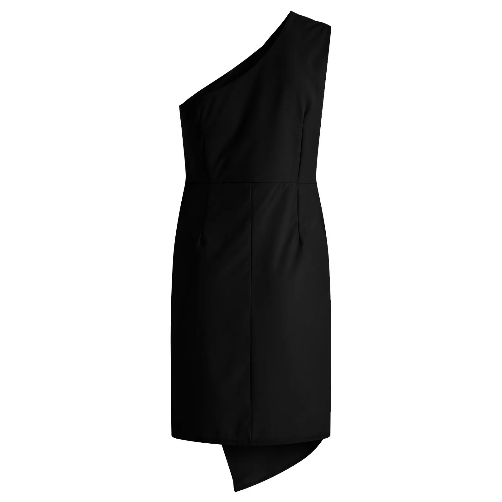 Vestidos de verão feminino preto sexy um ombro cetim assimétrico ruched midi festa à noite vestido de baile vestido bandagem plus size robe