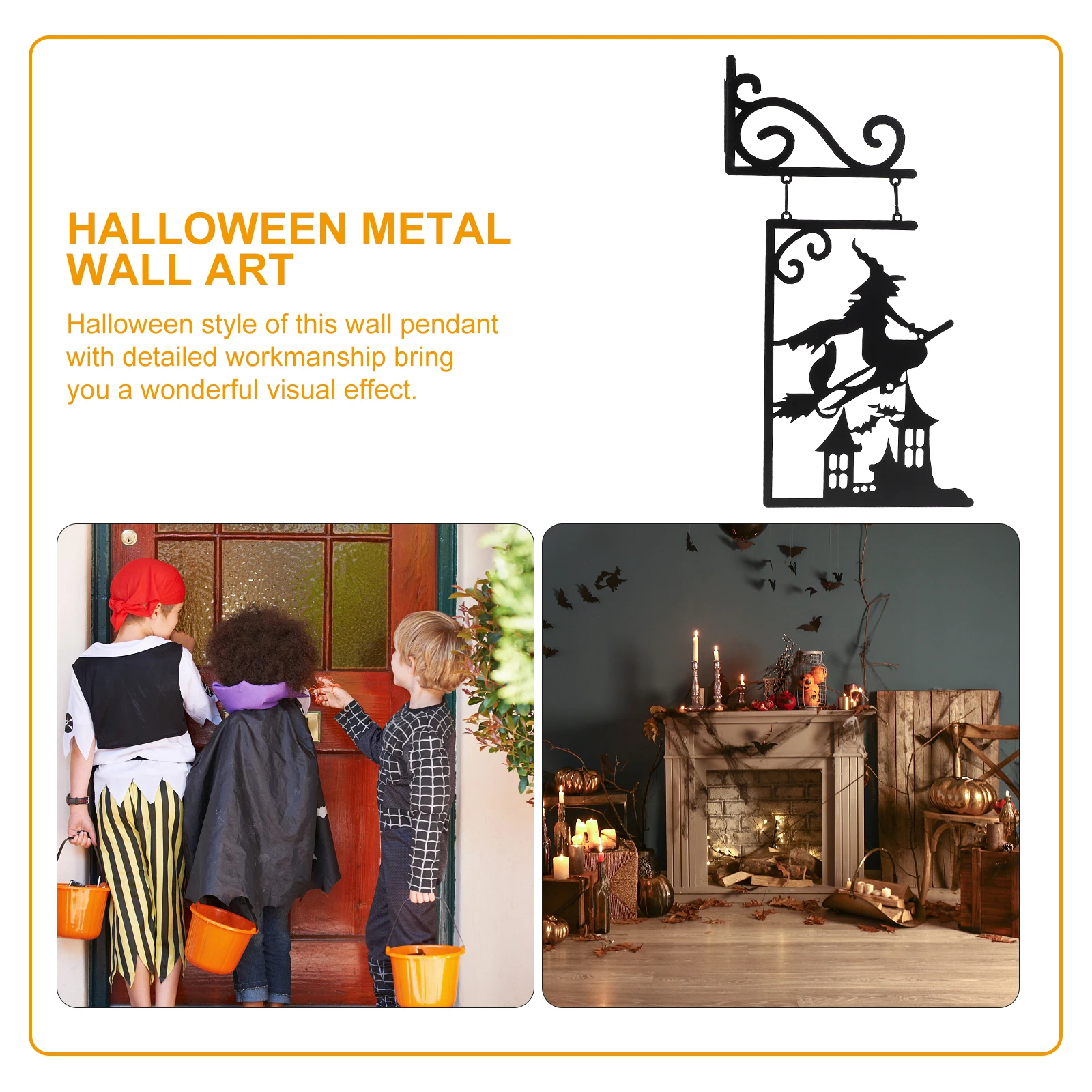 

Artistic Halloween Metal Wall Hanging Witch Sculpture Iron Wall Decor for Outdoor Home Office Garden Halloween Handicraft