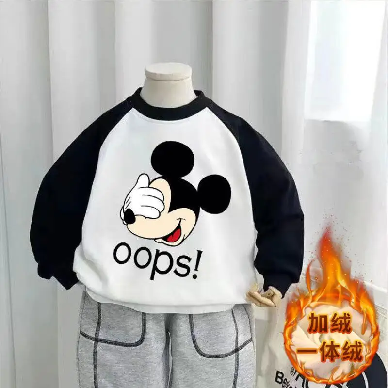 

Hoodie Cartoon Boy and Girl Korean Version One-Piece Velvet Winter Clothess for Children Warm Long Sleeved T Korean Versions