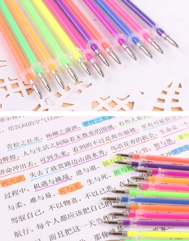 12-100 Farbige Gelstift-Nachfüllungen Set - Glitzer, Pastell, Textmarker, Metallic-Tinte für Künstler, Scrapbooking und Graffiti-Zeichnen – Detail 5