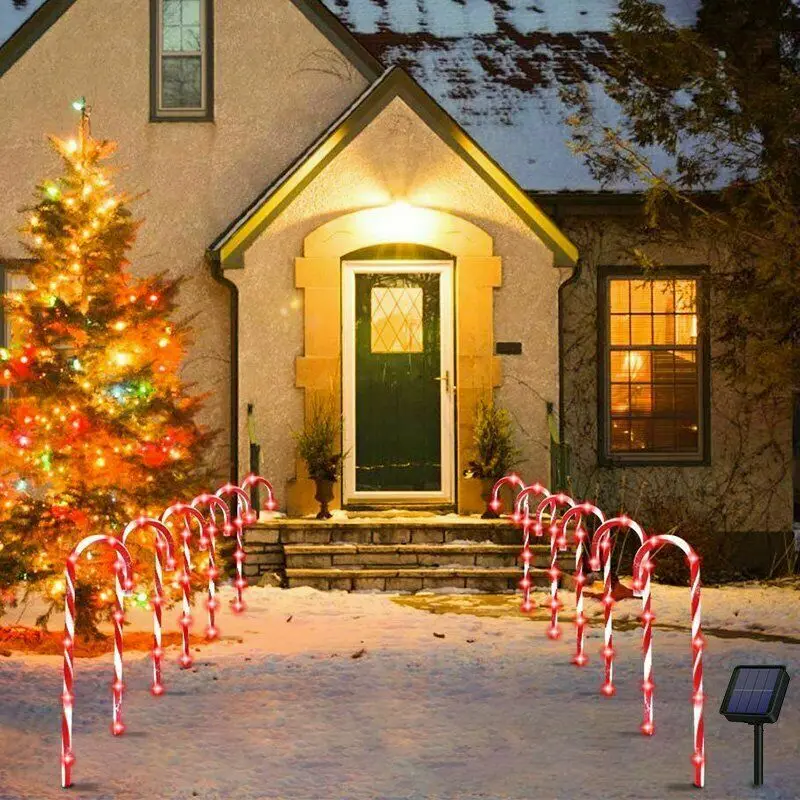 Luci di decorazione natalizia luci di canna di caramella solare lampada da prato solare a LED luci solari da esterno decorazioni natalizie per cortile da giardino