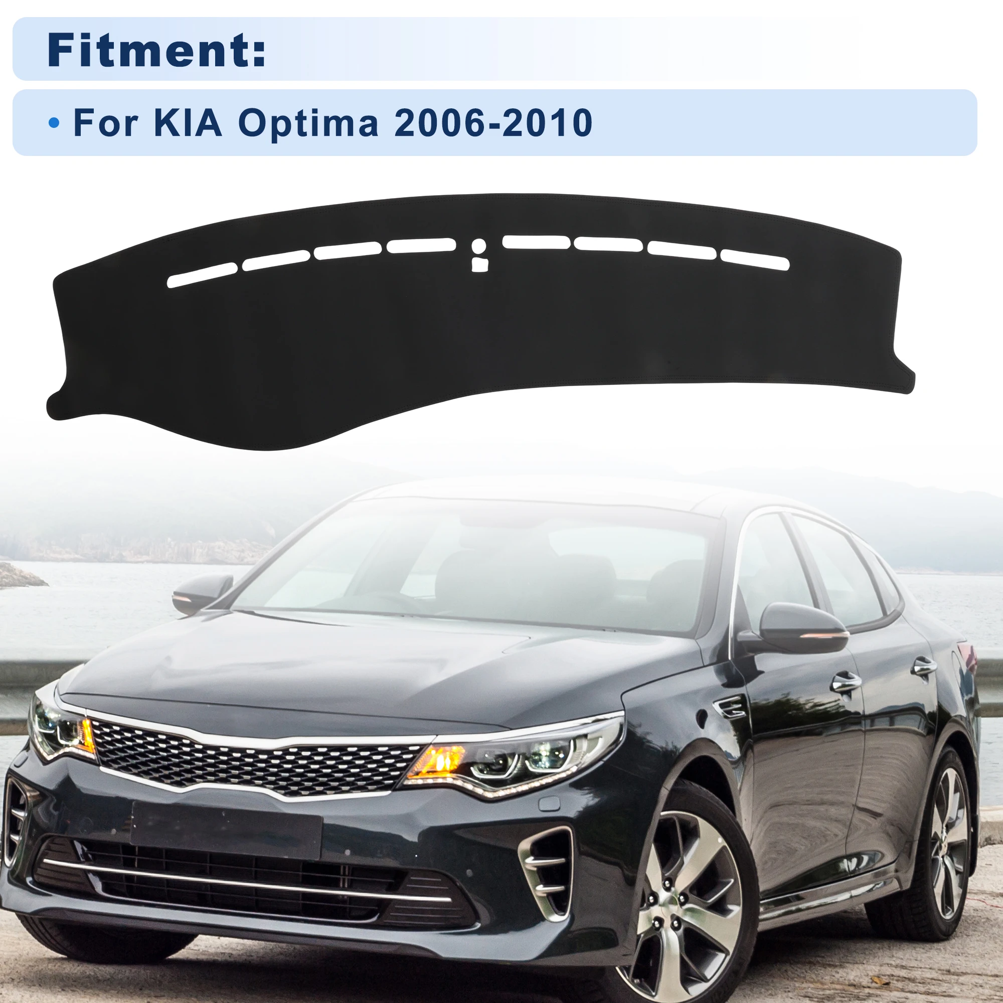 UXCELL Dash Cover for KIA Optima 2006-2010 Without HUD Faux Leather Black 1 pcs