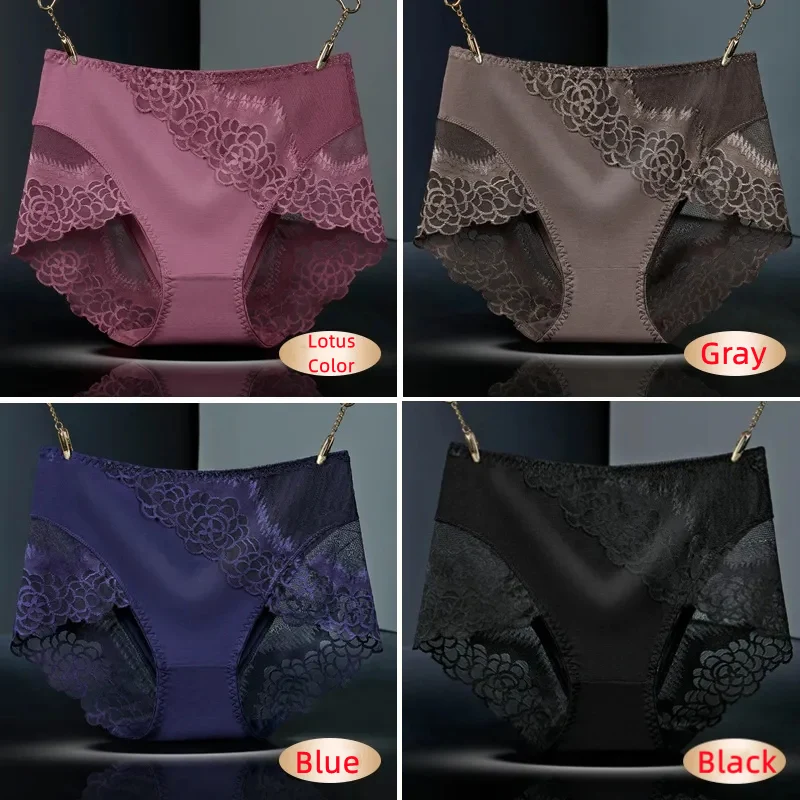 3Pcs/lot Sexy Lace Panties for Women Underwear Briefs Midi Waist Seamless Female Panty Set Comfort Ladies Underpants Intimates