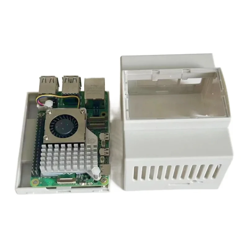 Raspberry Pi 5ª geração Rail estojo protetor, pode ser instalado com ventilador oficial do radiador