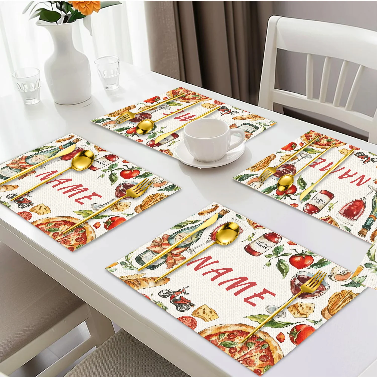 Customizable Christmas Gifts with Featuring Personalized Name Placemats - Home Decor Christmas Food Patterns