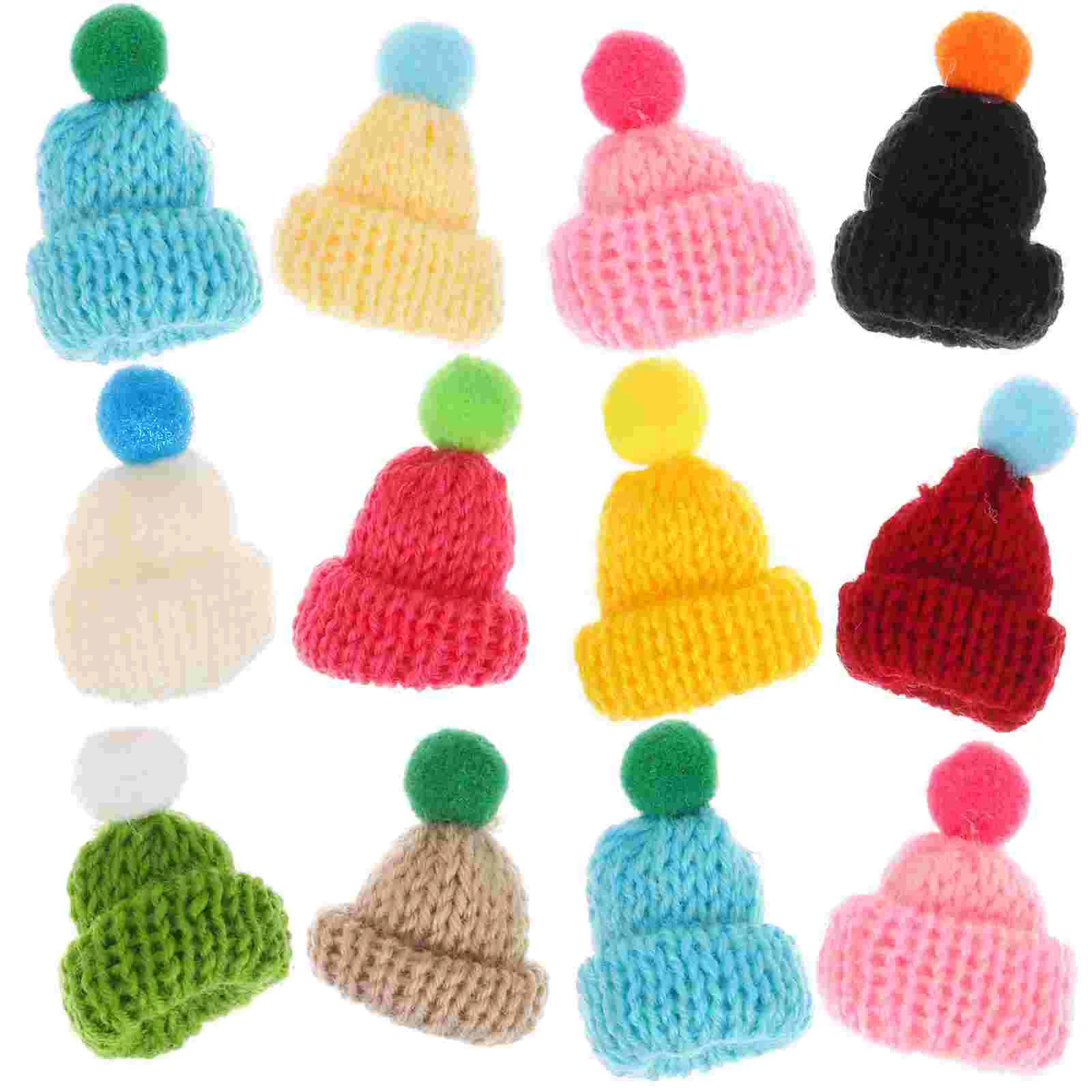 55pcs DIY Mini Hats Decorations Knitting Hat Toys Handmade Craft Supplies for Kids Girls (Mixed Color)