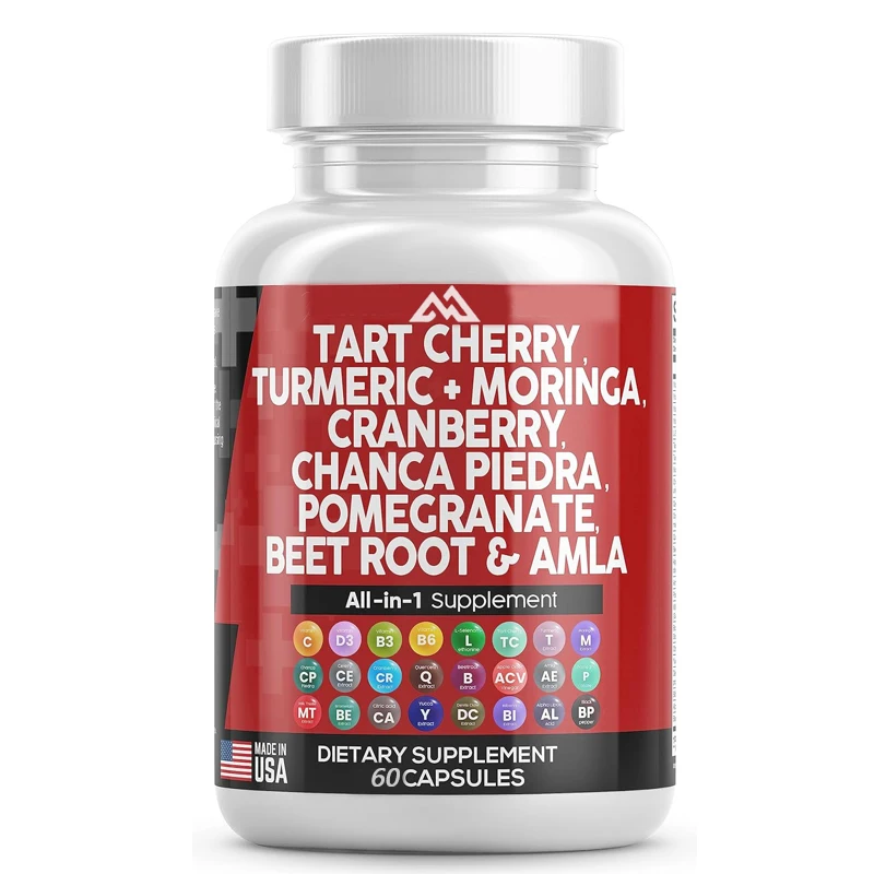 Sour Cherry Extract 60 Capsules 20000 mg Turmeric 8000 mg Moringa 4000 mg Cranberry Celery Quercetin Selenomethionine Urea