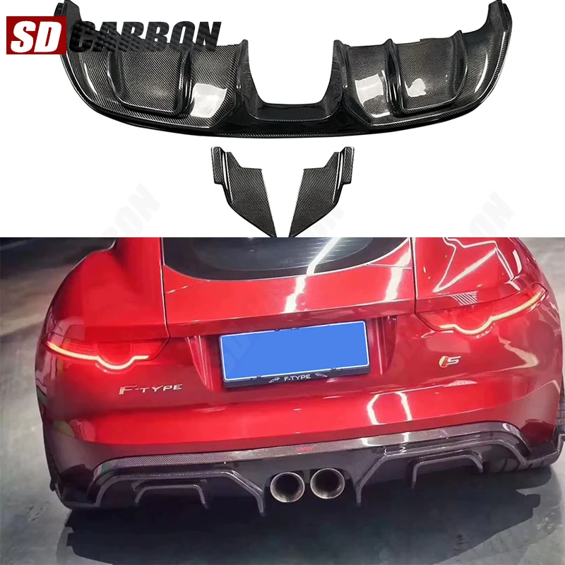 

For Jaguar FTYPE Carbon Fiber Car Rear Bumper Back lip Diffuser Rear Side Splitters Spoiler Lip Car Accessories