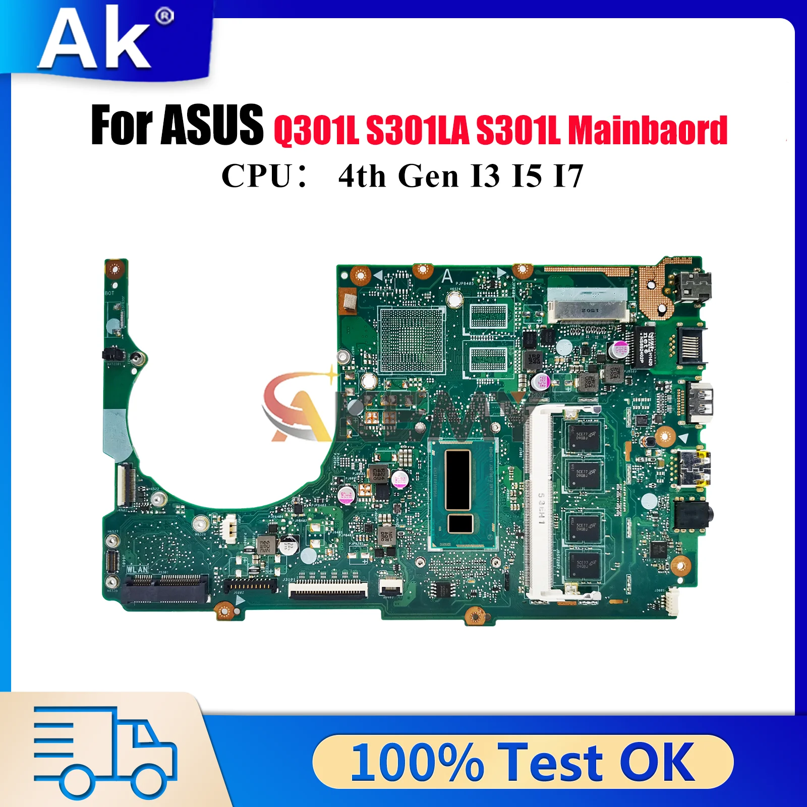 

S301LA Laptop Motherboard For ASUS VivoBook S301LA Q301L S301LP S301L Notebook Mainboard W/ I3 I5 I7 CPU 100% tests OK fast ship
