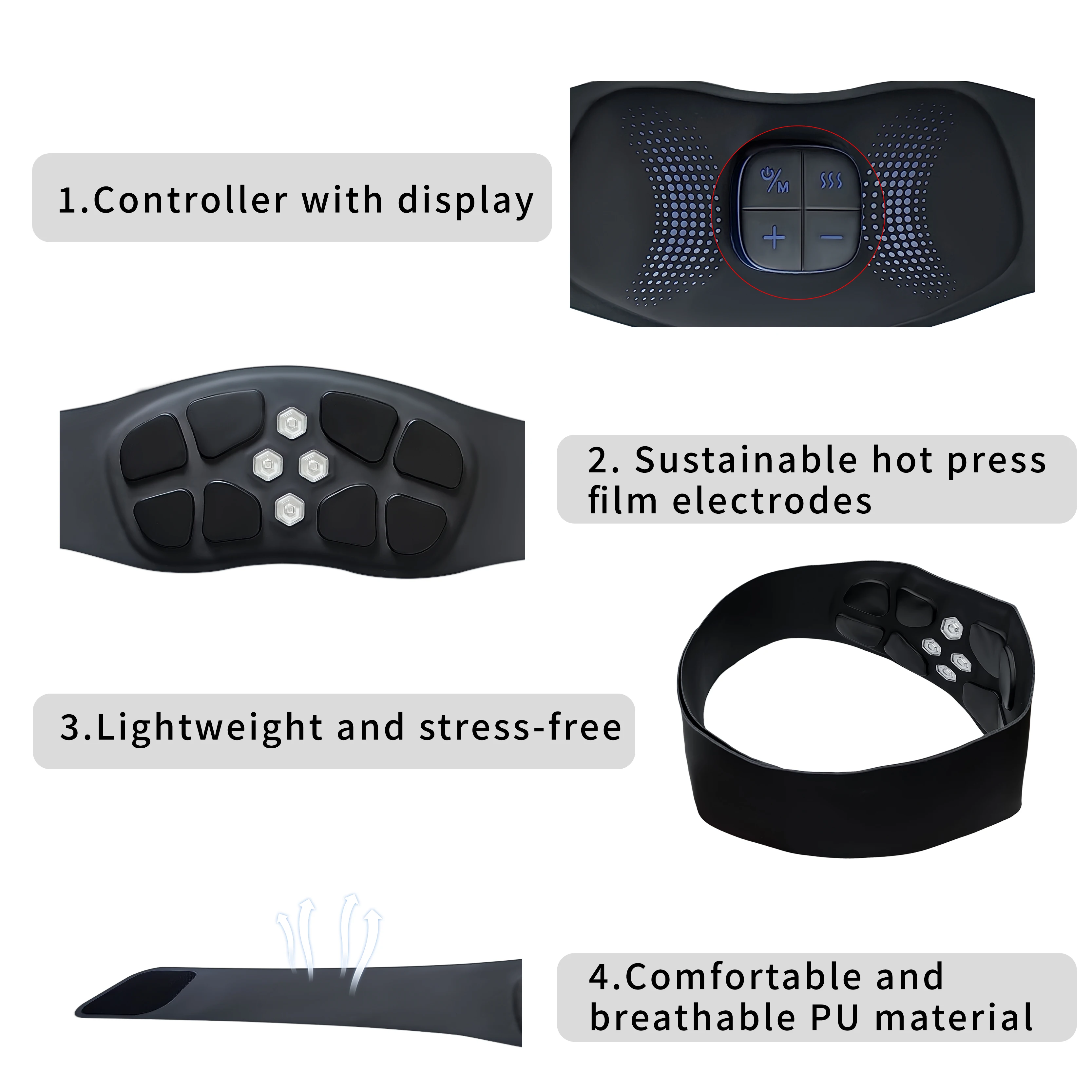 Vendita in fabbrica Vari decine EMS Cintura massaggiante per la vita con riscaldamento con luci rosse Cintura per massaggio addominale Ems