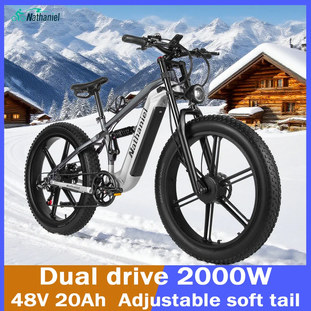 

Nathaniel 2000W E-Bike SYR09 Dual Drive 26x4.0 Fat Tire 48V20AH Battery E-Mountain Bike Outdoor Sports All-Terrain Electric Bike