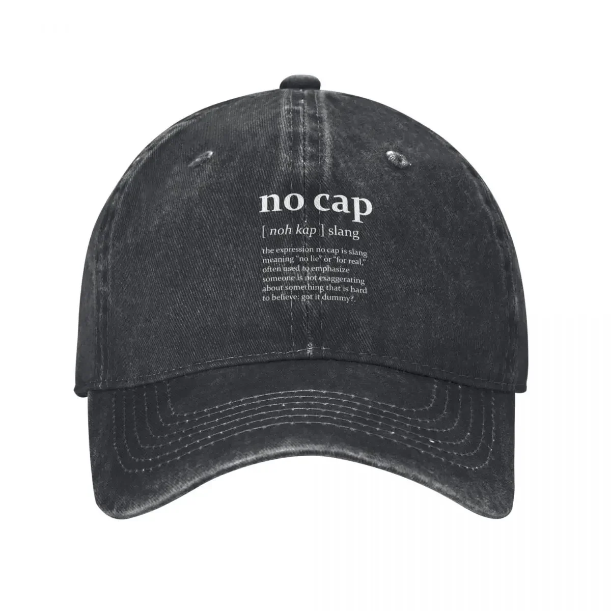 No Cap / Meaning / Definition - w&b - no lie, for real, no capping Baseball Cap Sunhat Designer Hat Woman Hats Men's