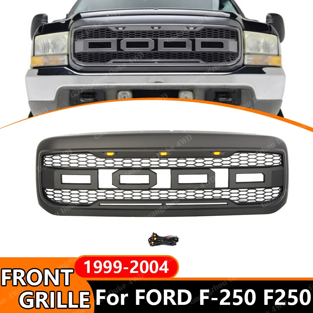Front Grille With LED Lights For Ford F250 1999-2004 Front Grill Pickup Truck Front Bumper Grille Car Styling Exterior Accessori