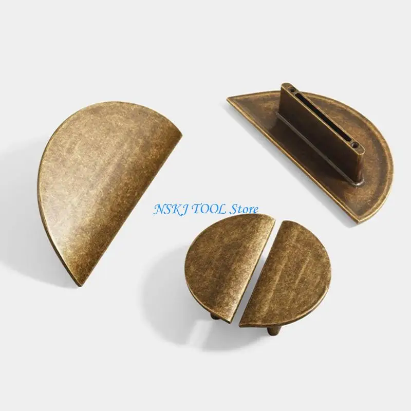 

L8RC Antique Bronze Cupboard Hardware Semi Circular Pulls Metal Drawer Handles Set