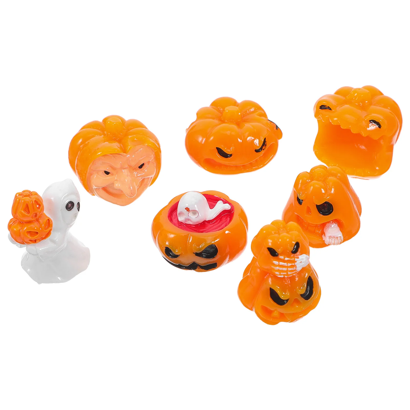 

7Pcs Miniature Halloween Pumpkin Ghost Figurines Tiny Resin Ornaments DIY Decorative Accessories for Festive Scenes