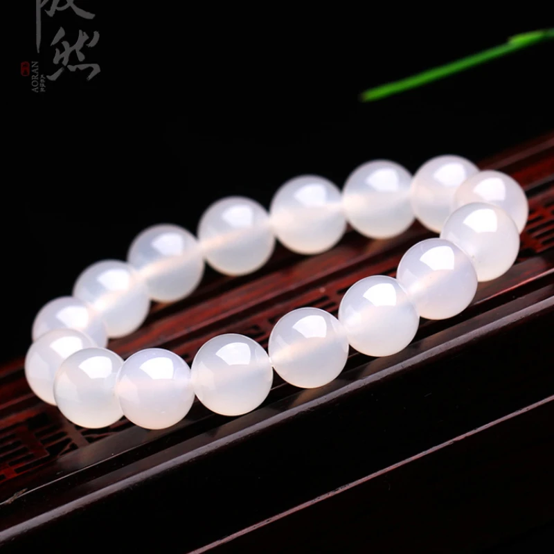 Natural 5A Ice White Agate Bracelet Lychee Frozen White Chalcedony High Ice Moisturizing White Hand String For Women's Jewelry