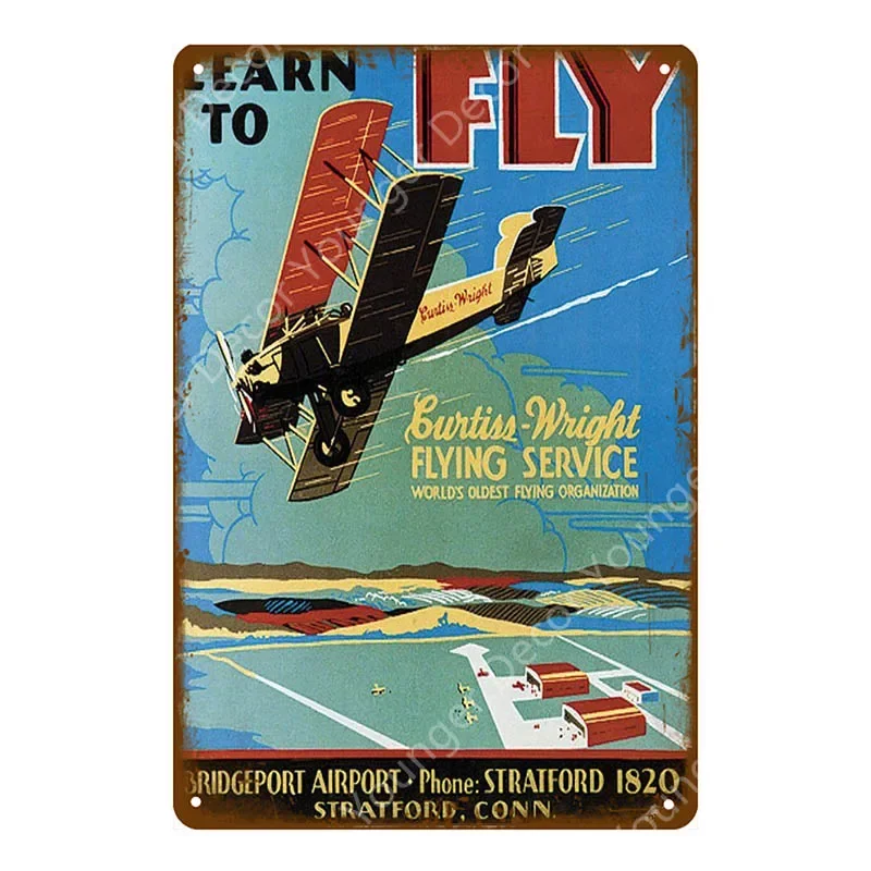 Ocean Liner AirPlane Flying Craft Metal Poster Wings For Victory Tin Signs Vintage Painting Decorative Plate Pub Bar Club Decor - view 2