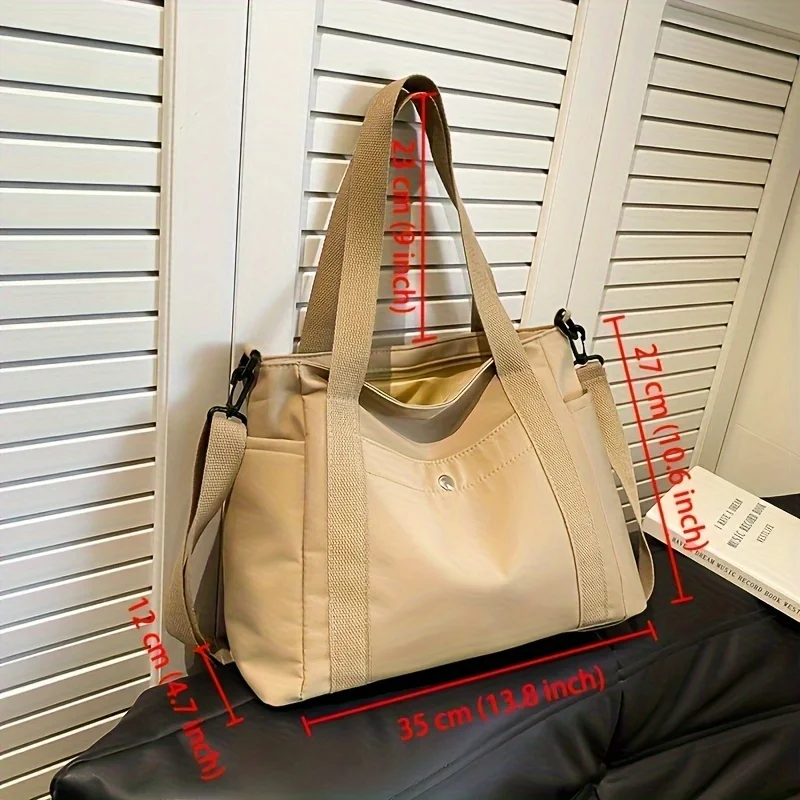Large Capacity Everyday Tote Bag, Daily Life Handbag Women Shoulder Bag, Casual Chic Women's Bag, CANVAS Bag with Side Pockets view 4