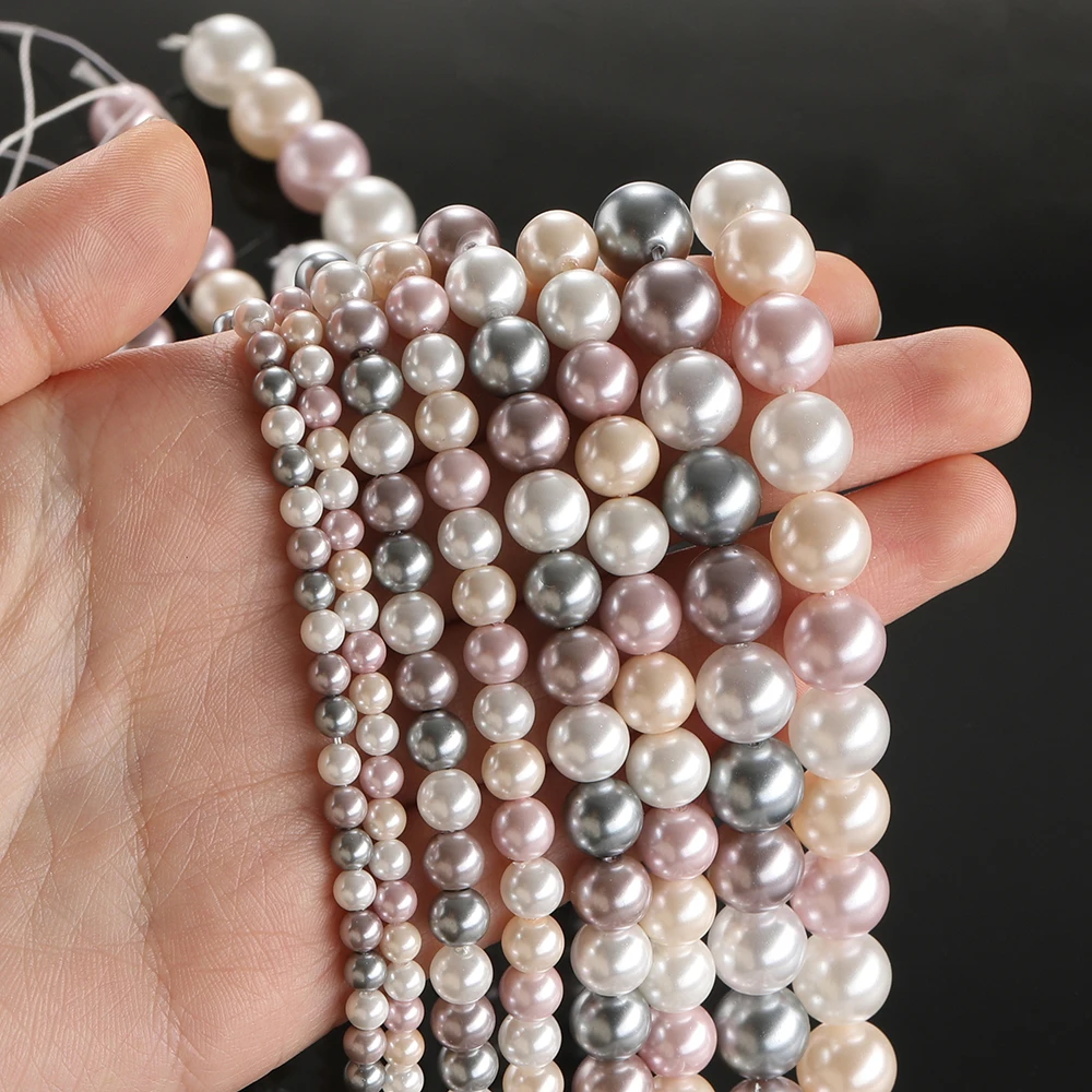 1 ستراند 4.5/6.5/8/10 مللي متر الزجاج اللؤلؤ الاصطناعي حوالي 39-92 قطعة خزر عازل ل عقد دي اي واي سوار صنع المجوهرات اكسسوارات #5