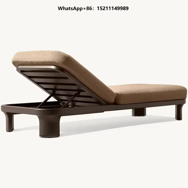 Aluminum Adjustable Chaise Lounge Chair Sleek Adjustable Back  Soft Fabric Cushion Modern Outdoor Pool