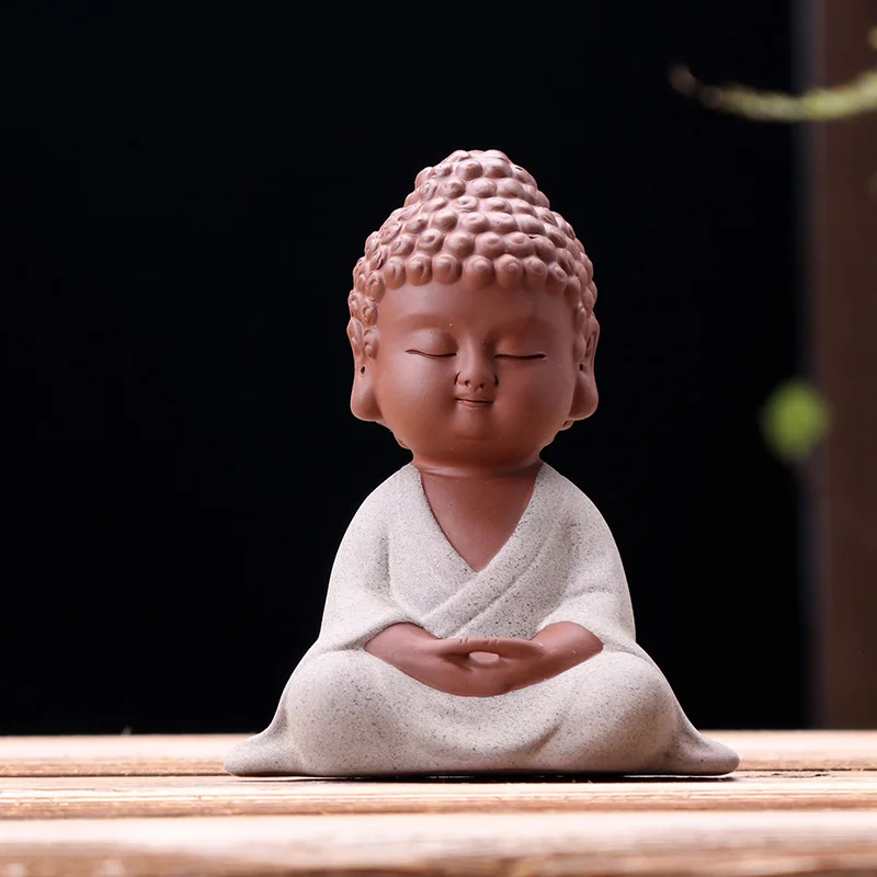 Purple Clay Buddha Tea Pet Tea Ceremony Tea Tray Accessories Car Mount Decoration Home Zen Ornament