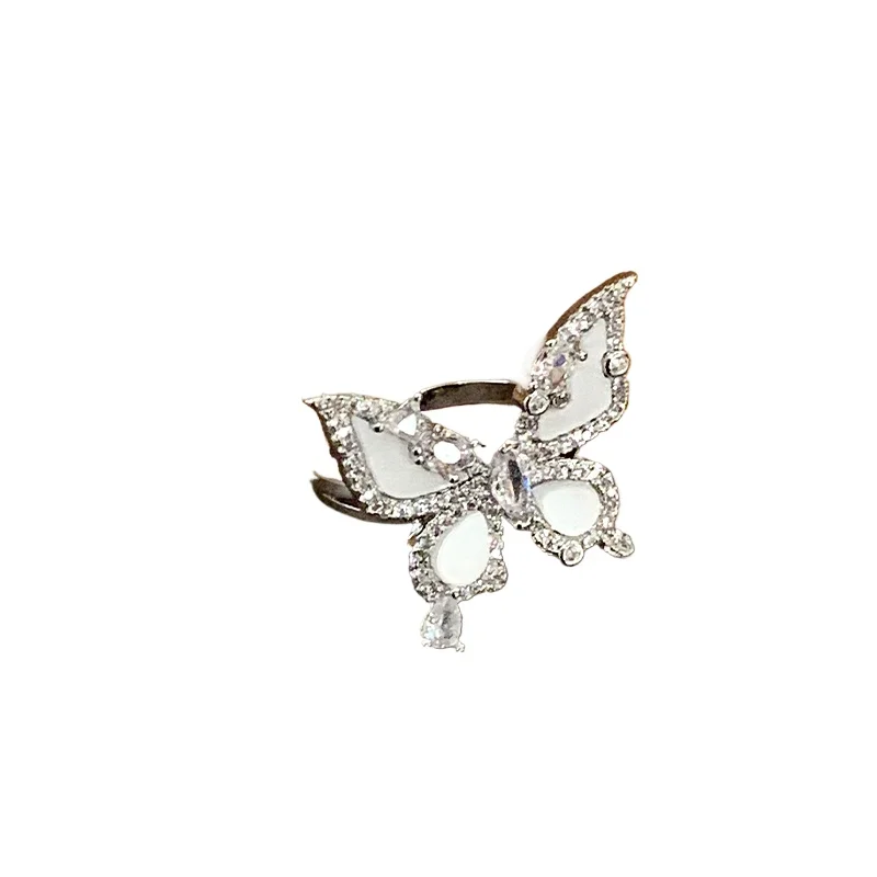 

French super fairy diamond shell butterfly ring light luxury temperament high sense open ring
