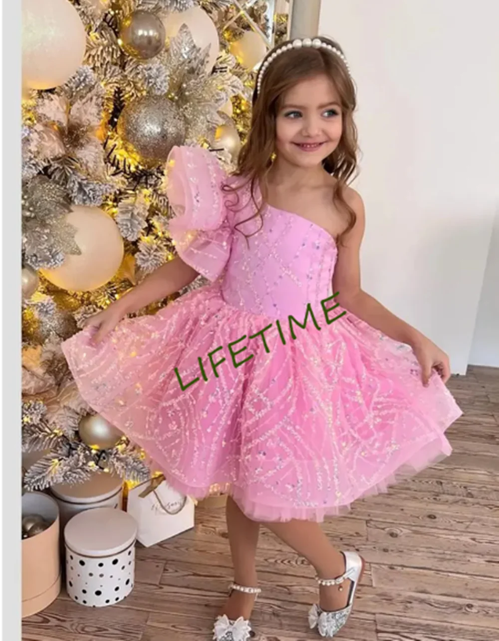 Flower Girl Dress Children Wedding Bridemaid Dresses Kids Pink Tutu Sequin Gowns Girl Boutique Party Wear Elegant Frocks