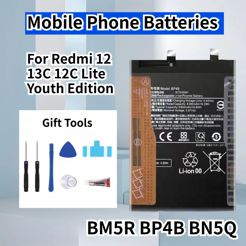 

BM5R BP4B BN5Q Mobile Phone Batteries for Redmi 12 13C 12C Lite Youth Edition