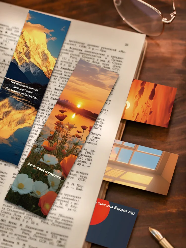 30pcs Sunset Scenery Bookmarks Reading pages Book bookmarks pages marked paper cards student supplies Creative bookmarks